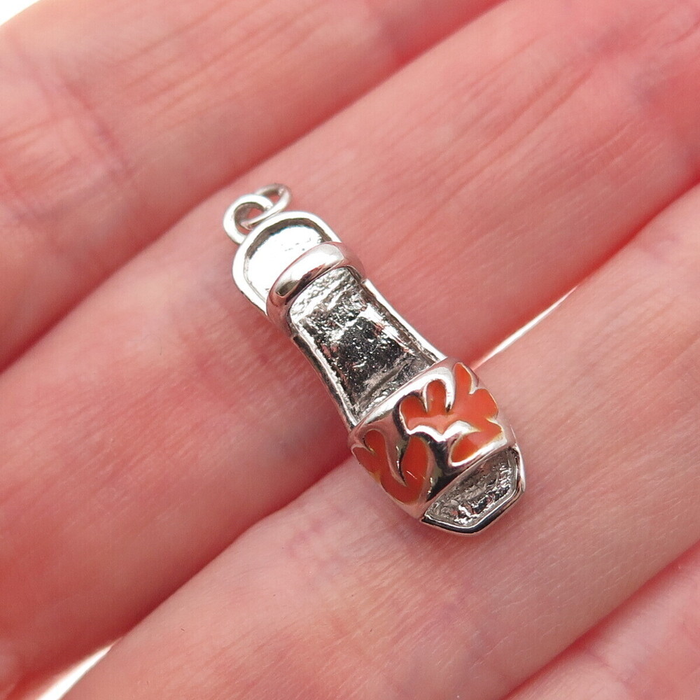 925 Sterling Silver Vintage Enamel Sandal Shoe 3D Mini Charm Pendant